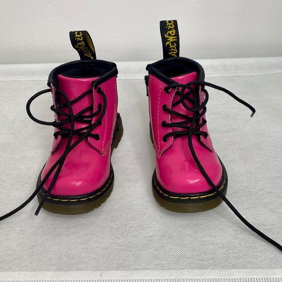 Toddler SIZE 5 HOT PINK 1460 Patent Leather Lace Up Boots Dr. Martens - Picture 1 of 4